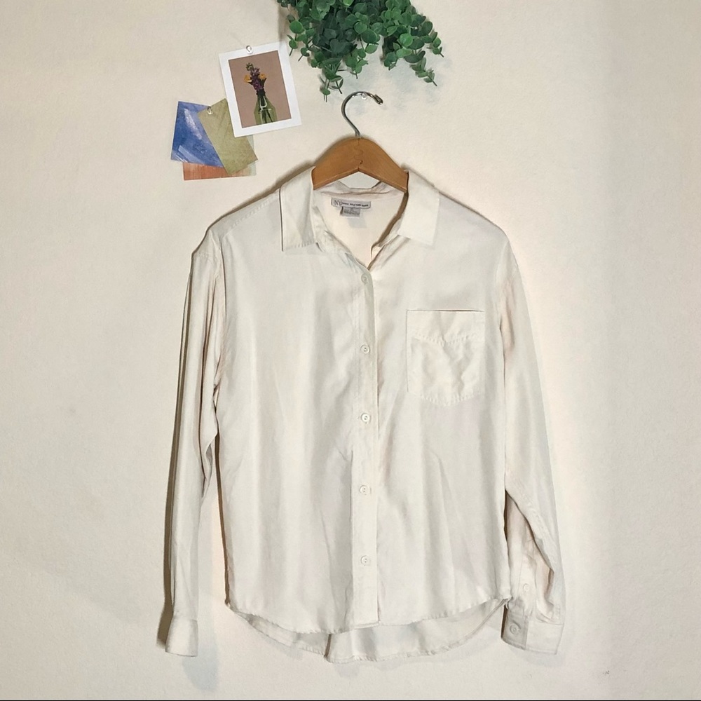 New York Jeans Relaxed Silk Button Down